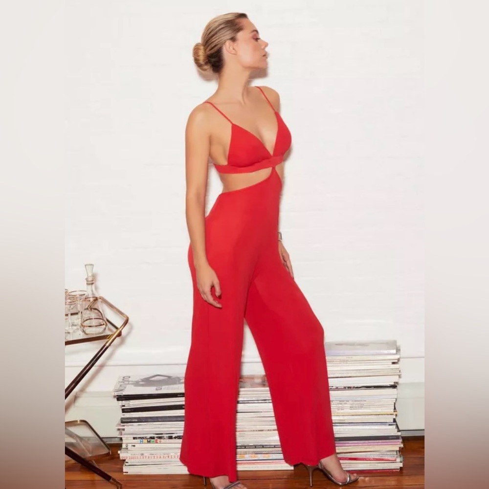 Fleur du Mal Luxe Matte Jersey Jumpsuit Red XS